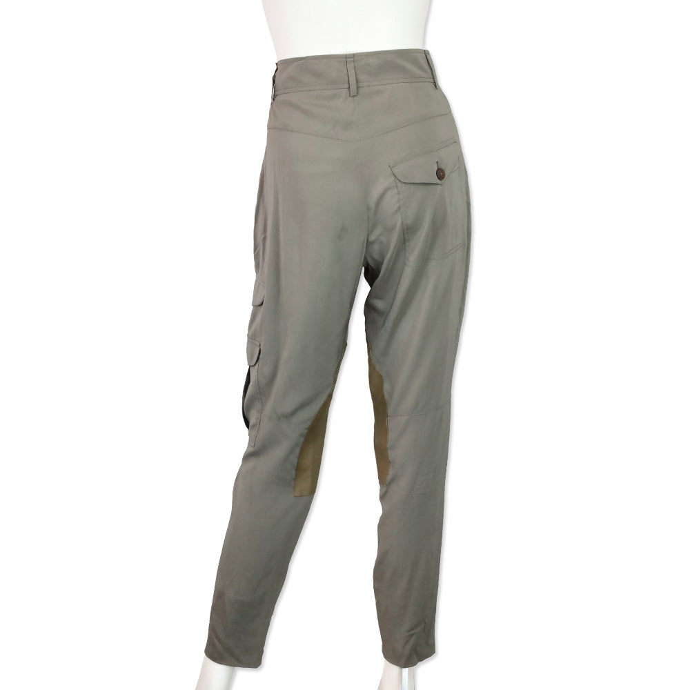 Brunello Cucinelli Gray Silk-Blend Leather Knee Equestrian Pants