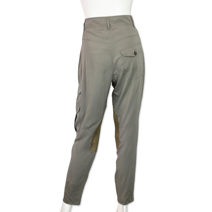 Brunello Cucinelli Gray Silk-Blend Leather Knee Equestrian Pants