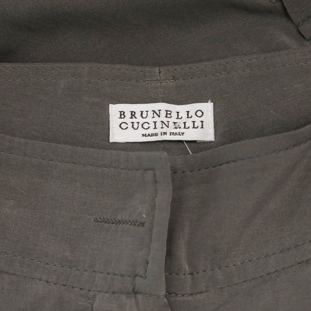 Brunello Cucinelli Gray Silk-Blend Leather Knee Equestrian Pants