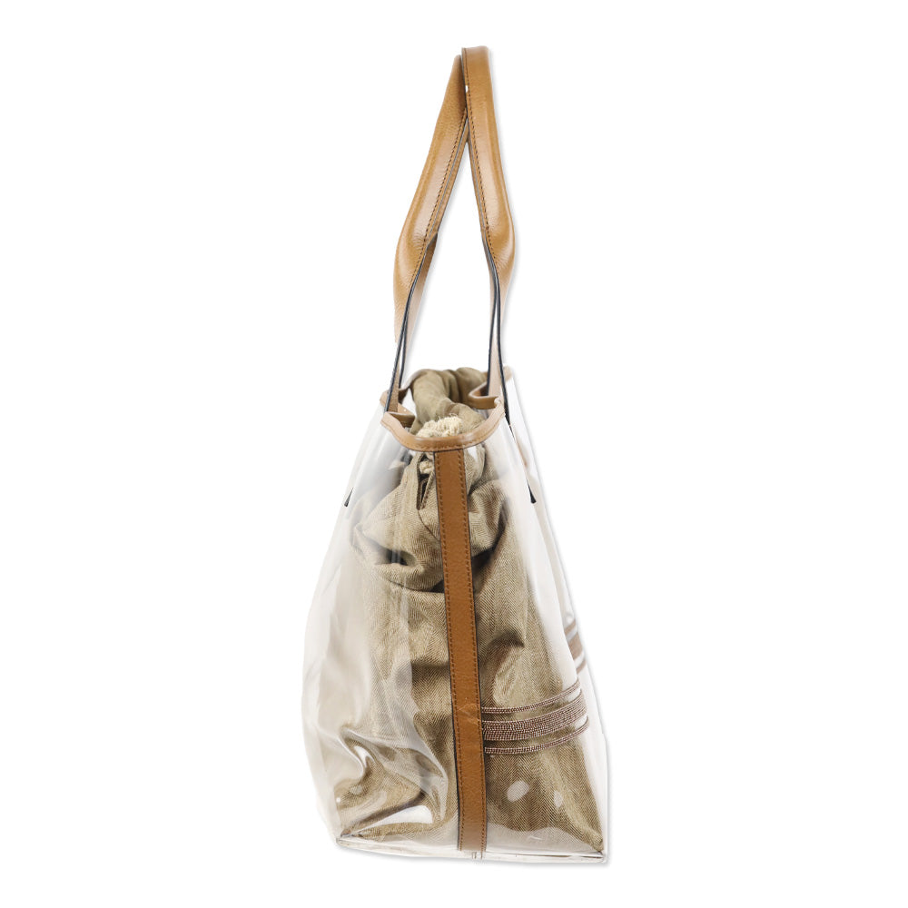 Brunello Cucinelli Light Brown PVC Large Shopper Tote