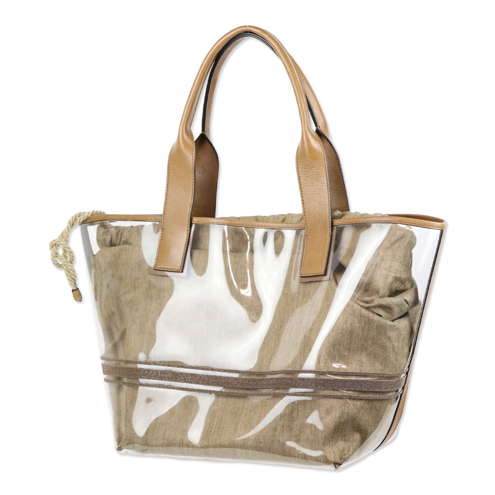 Brunello Cucinelli Light Brown PVC Large Shopper Tote