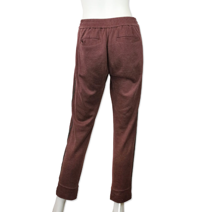 Brunello Cucinelli Mauve Monili Stripe Cotton-Silk Jogger Sweatpants