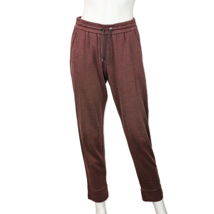 Brunello Cucinelli Mauve Monili Stripe Cotton-Silk Jogger Sweatpants