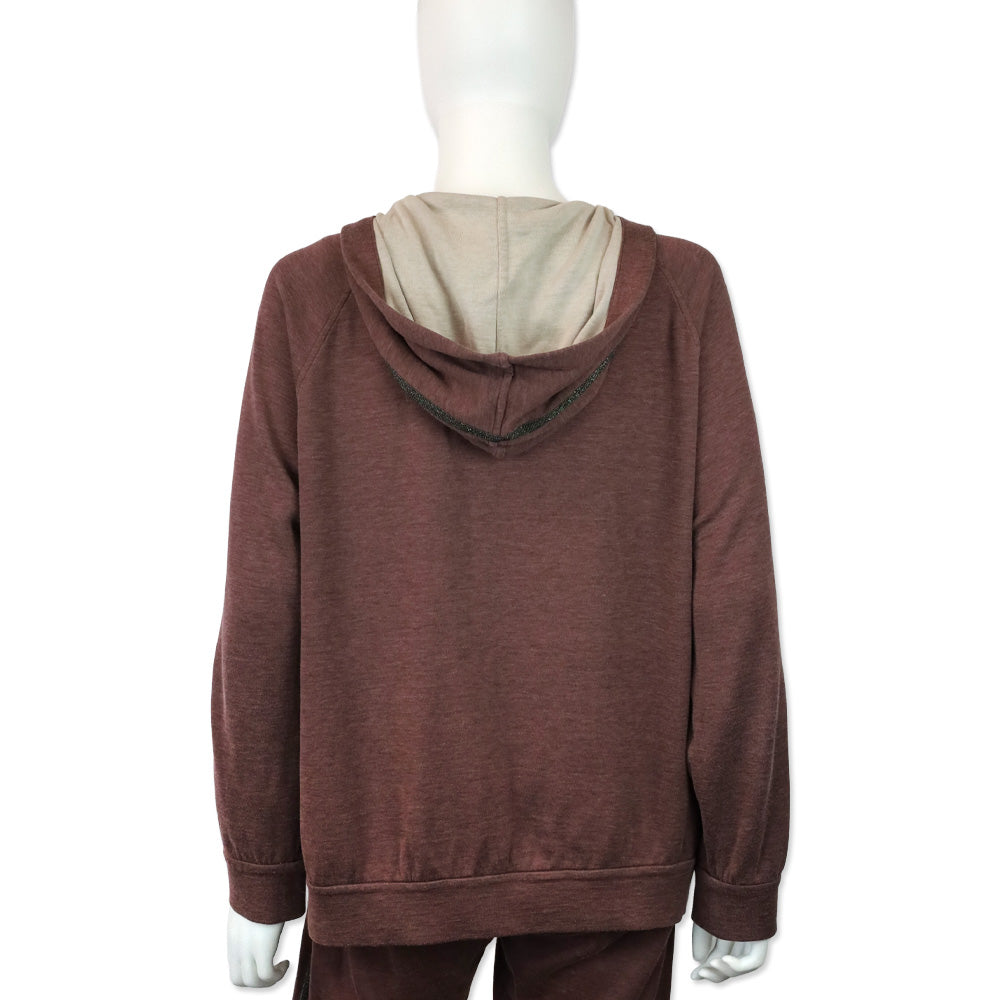 Brunello Cucinelli Mauve Monili Stripe Cotton-Silk Zip Jacket