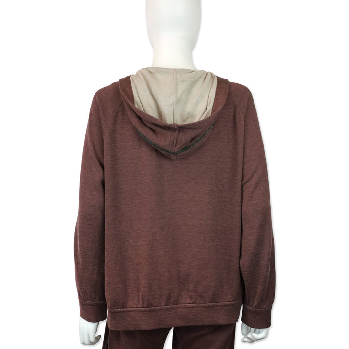 Brunello Cucinelli Mauve Monili Stripe Cotton-Silk Zip Jacket