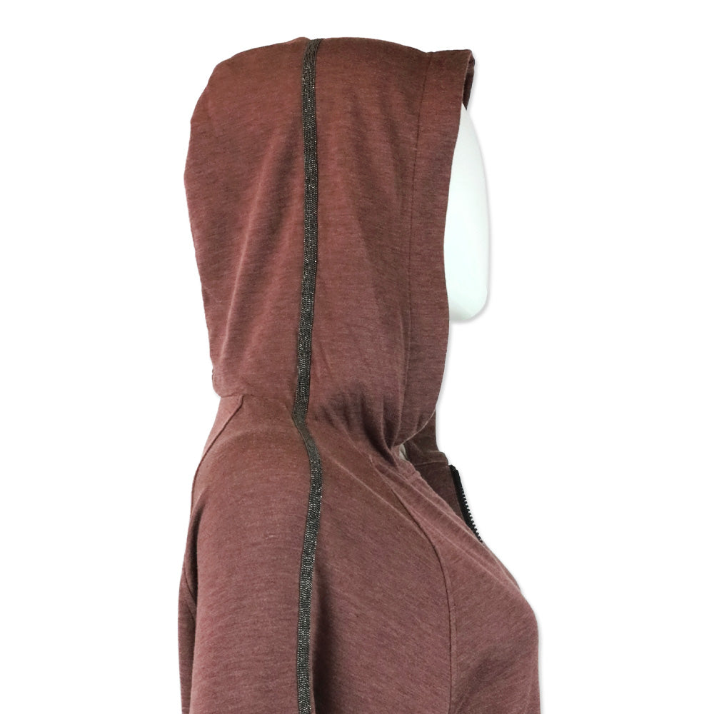 Brunello Cucinelli Mauve Monili Stripe Cotton-Silk Zip Jacket