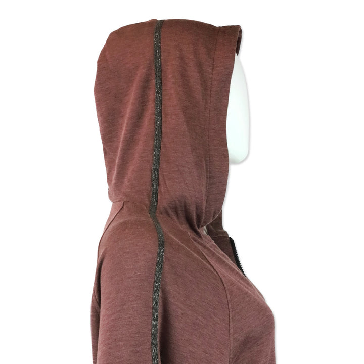 Brunello Cucinelli Mauve Monili Stripe Cotton-Silk Zip Jacket