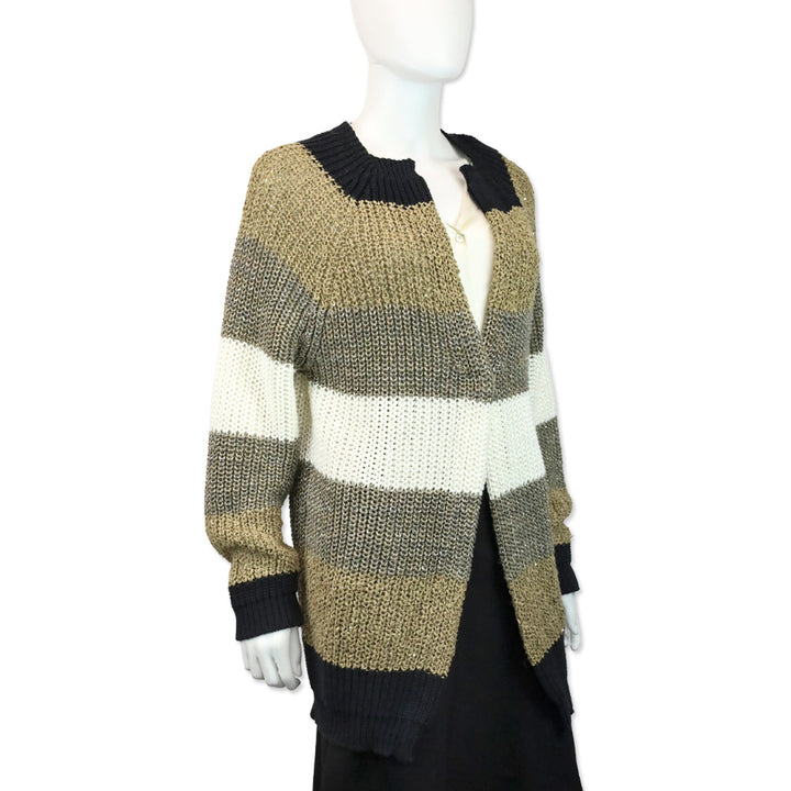 Brunello Cucinelli Multicolor Striped Knit Cardigan