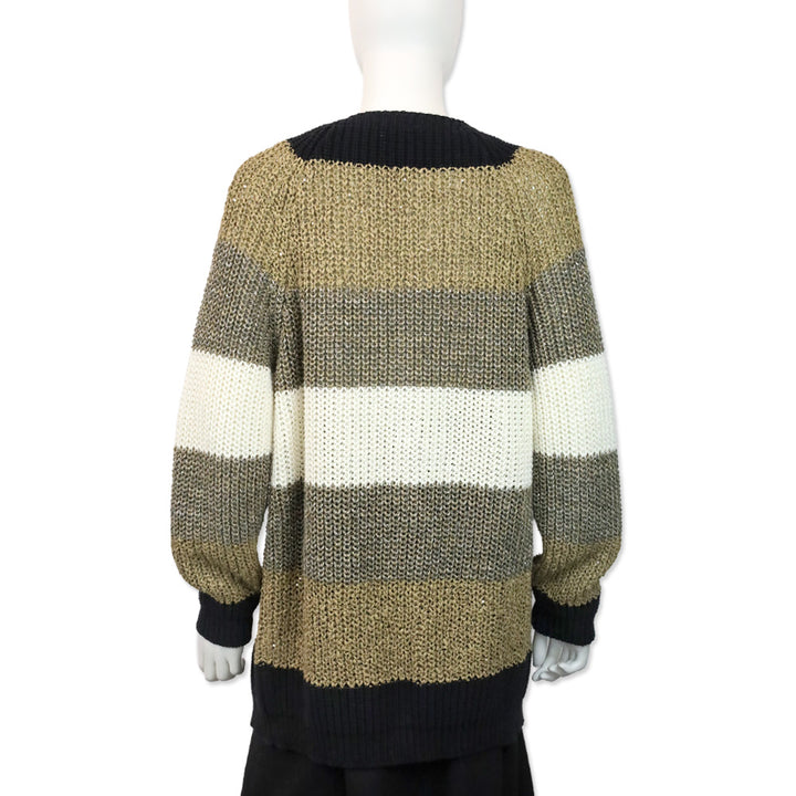 Brunello Cucinelli Multicolor Striped Knit Cardigan