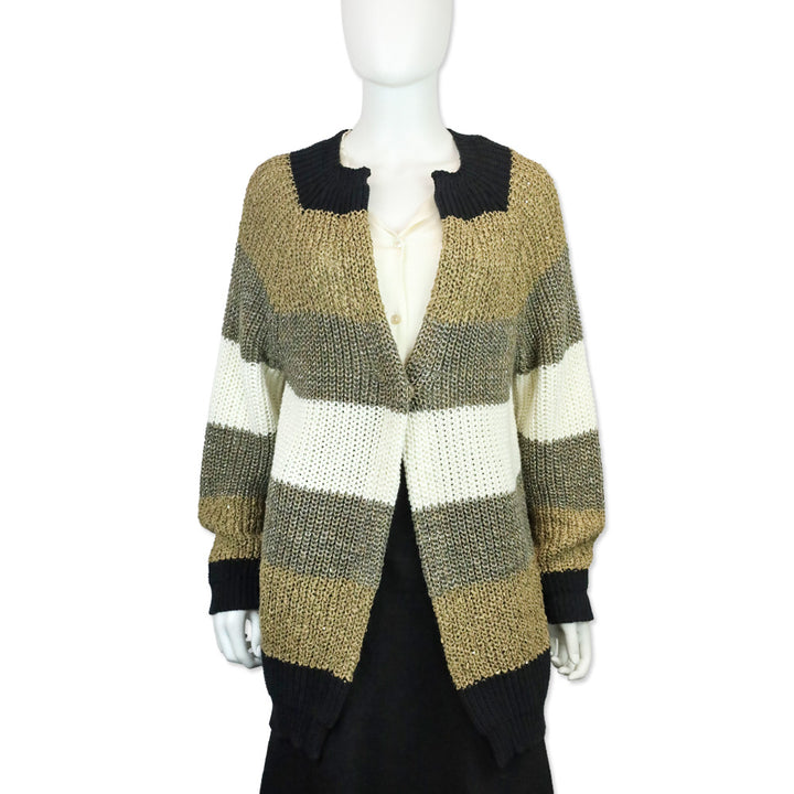 Brunello Cucinelli Multicolor Striped Knit Cardigan
