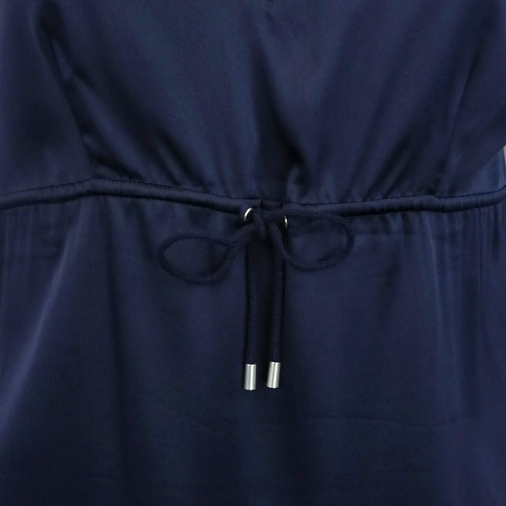 Brunello Cucinelli Navy Blue Silk Cashmere Trim V-Neck Tank Top