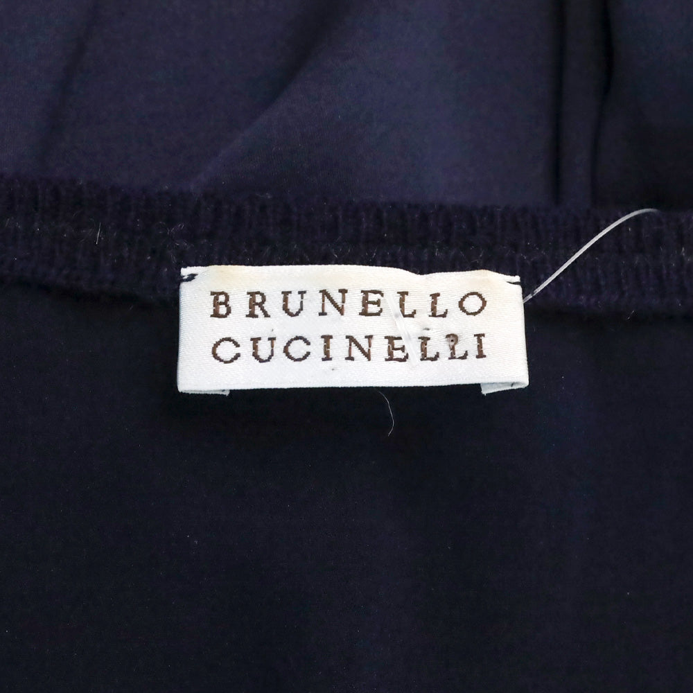 Brunello Cucinelli Navy Blue Silk Cashmere Trim V-Neck Tank Top
