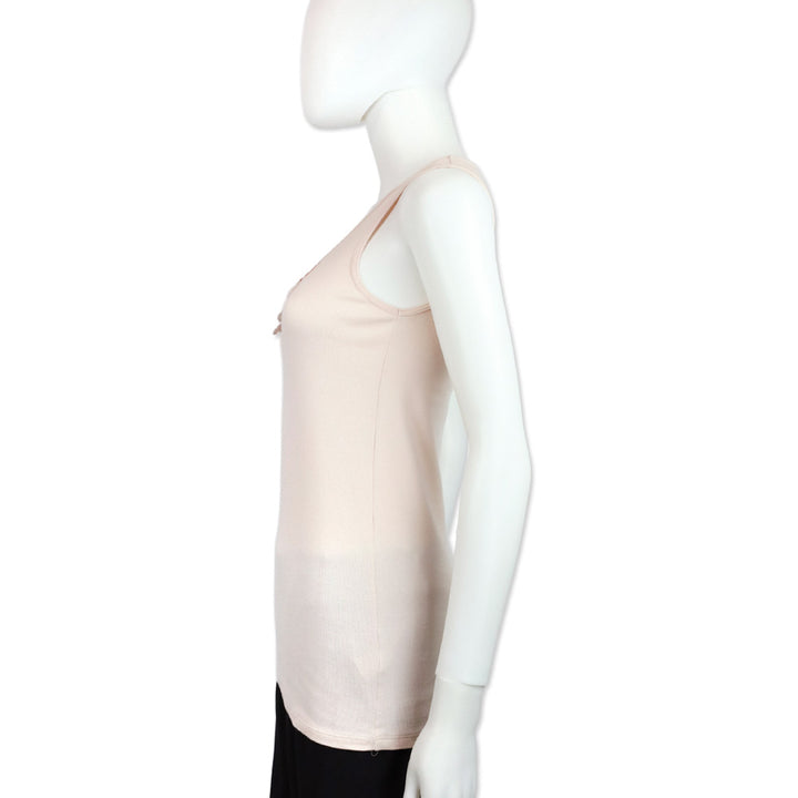 Brunello Cucinelli Pink Ruffle Ribbed Tank Top