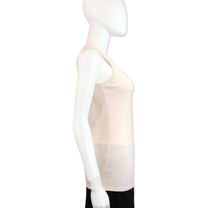 Brunello Cucinelli Pink Ruffle Ribbed Tank Top
