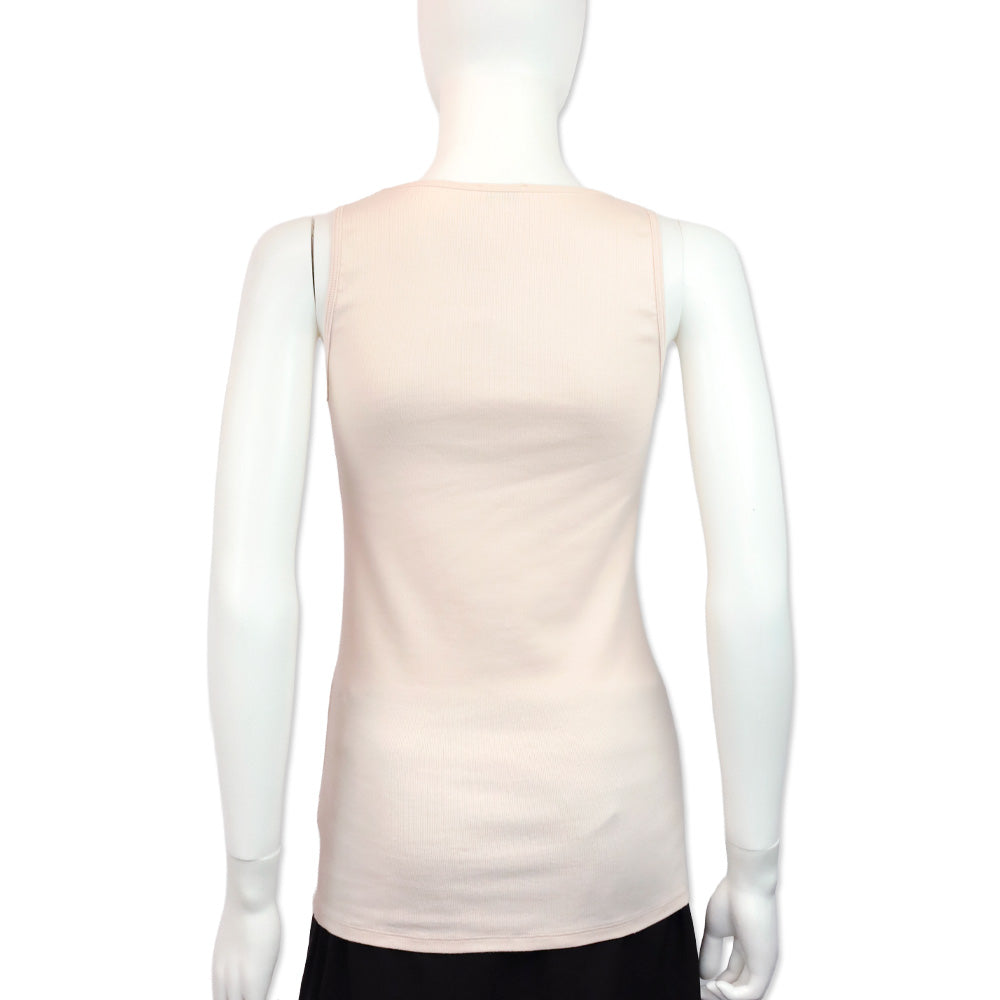 Brunello Cucinelli Pink Ruffle Ribbed Tank Top
