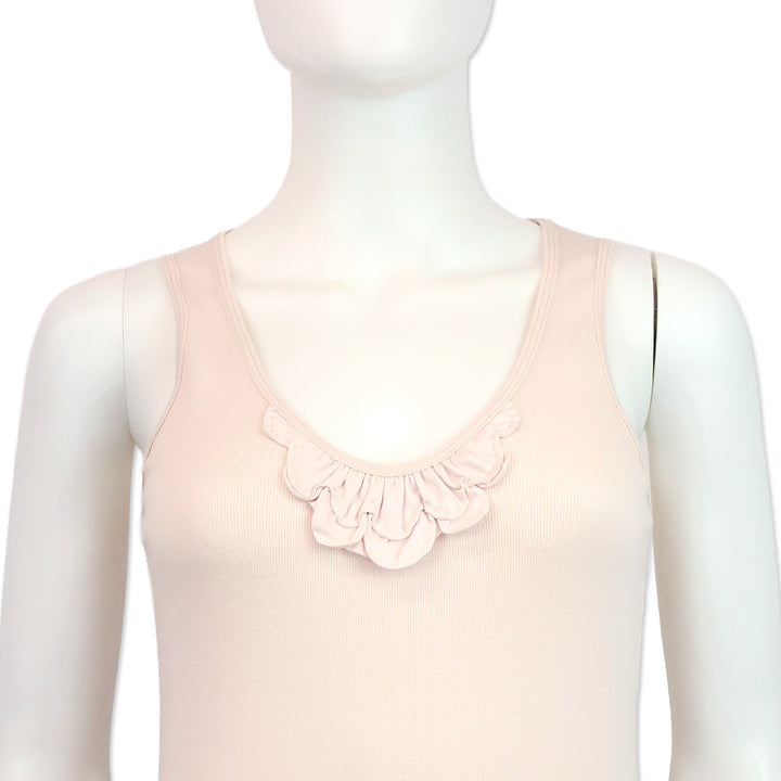 Brunello Cucinelli Pink Ruffle Ribbed Tank Top