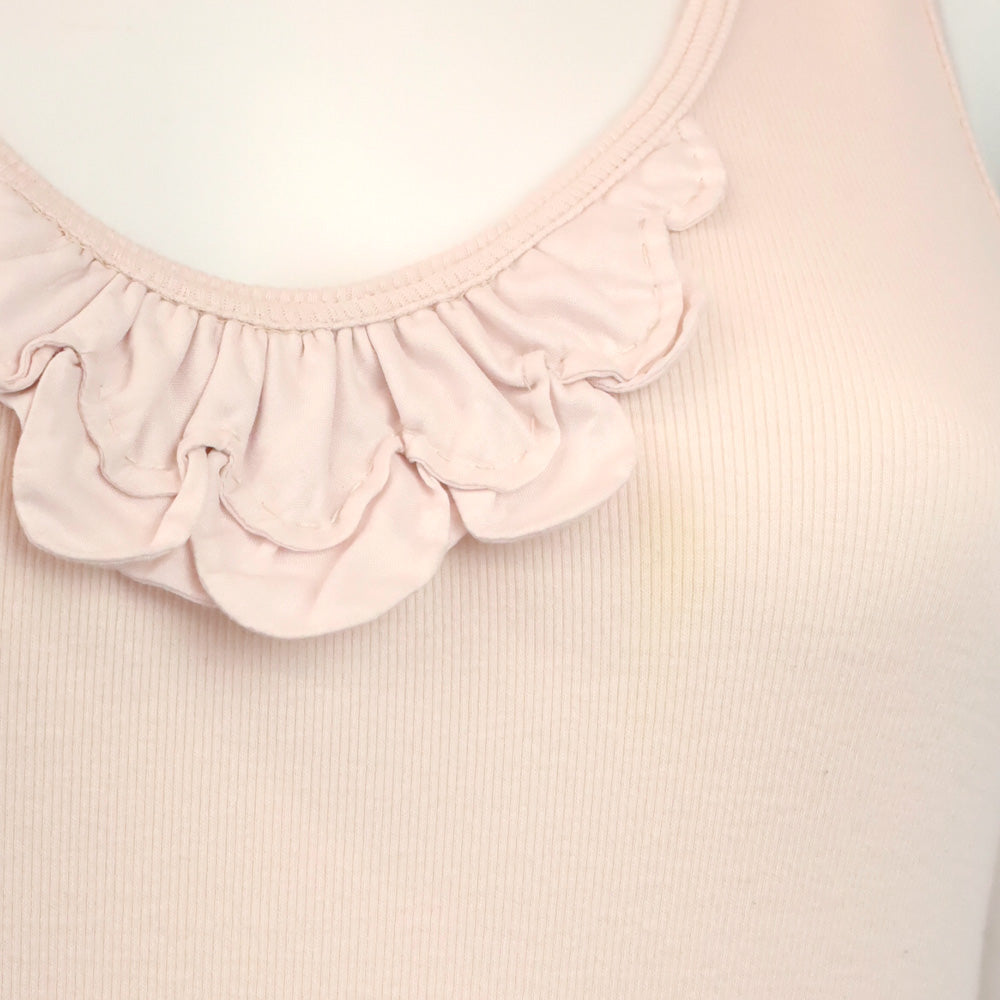 Brunello Cucinelli Pink Ruffle Ribbed Tank Top