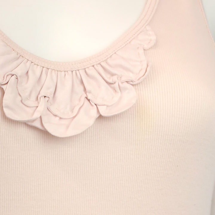 Brunello Cucinelli Pink Ruffle Ribbed Tank Top
