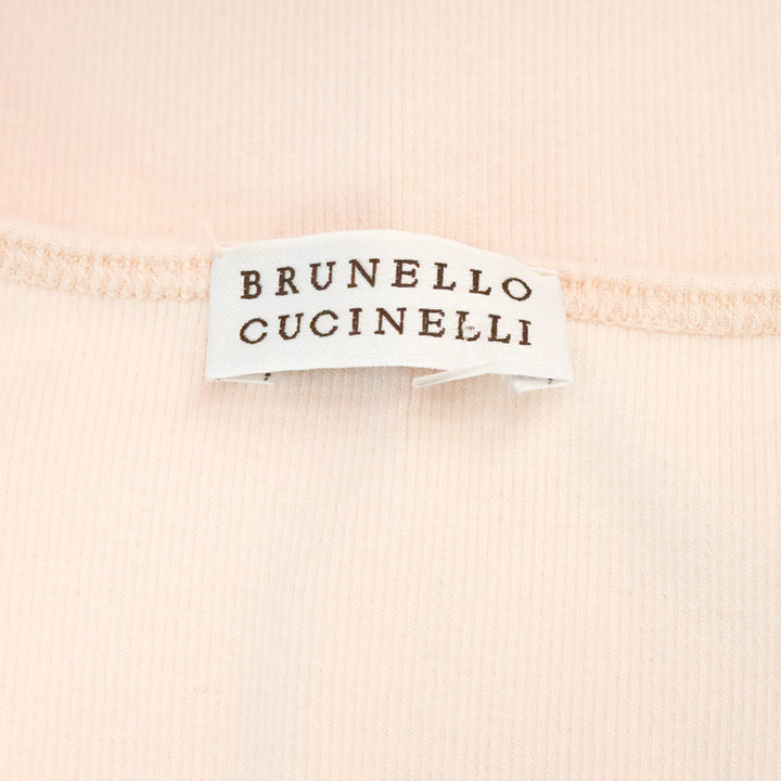 Brunello Cucinelli Pink Ruffle Ribbed Tank Top