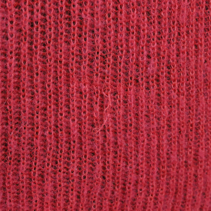 Brunello Cucinelli Red V-Neck Ribbed Knit Mohair Wool Pullover Sweater