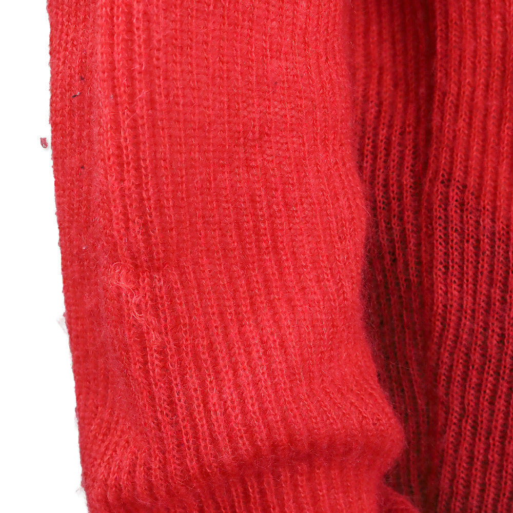Brunello Cucinelli Red V-Neck Ribbed Knit Mohair Wool Pullover Sweater