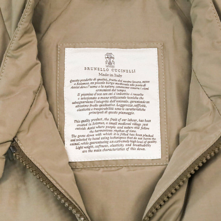 Brunello Cucinelli Tan Puffer Monili Trim Zip Vest