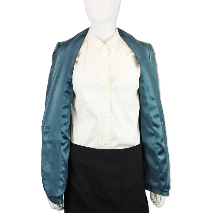 Brunello Cucinelli Teal Leather Blazer