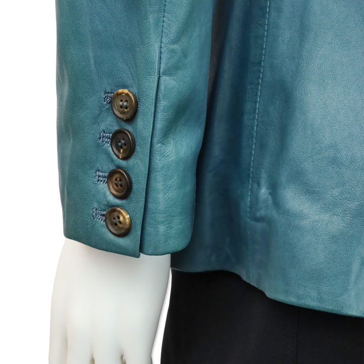 Brunello Cucinelli Teal Leather Blazer