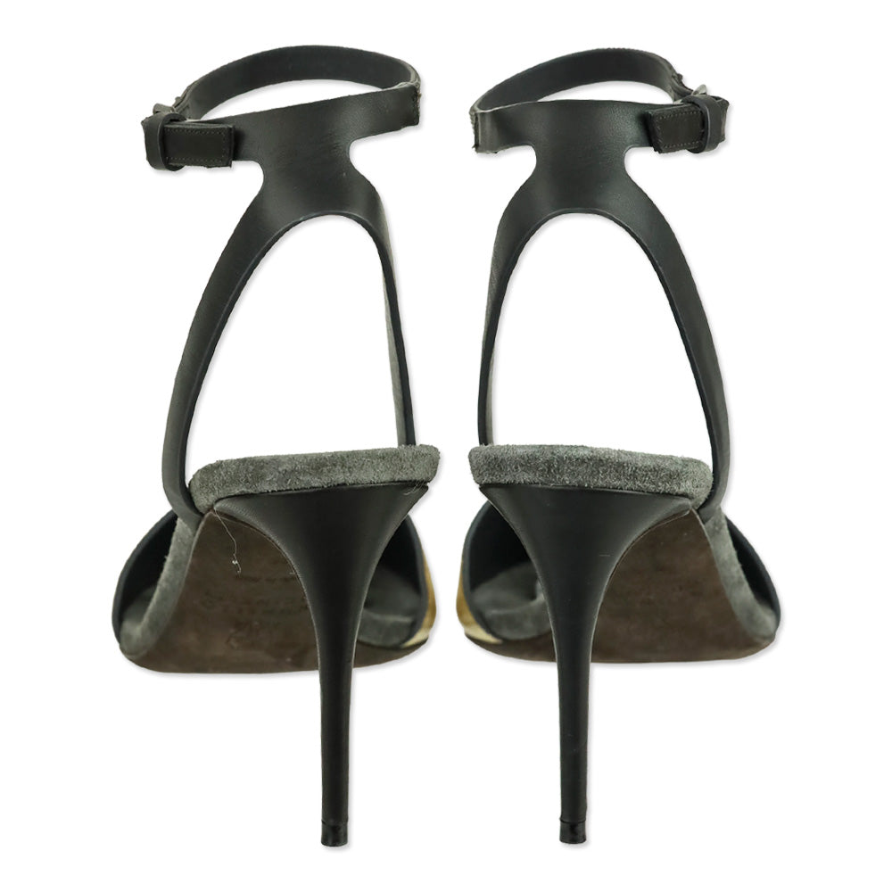 Brunello Cucinelli S/S 2017 Metallic Gold Ankle Wrap Mule