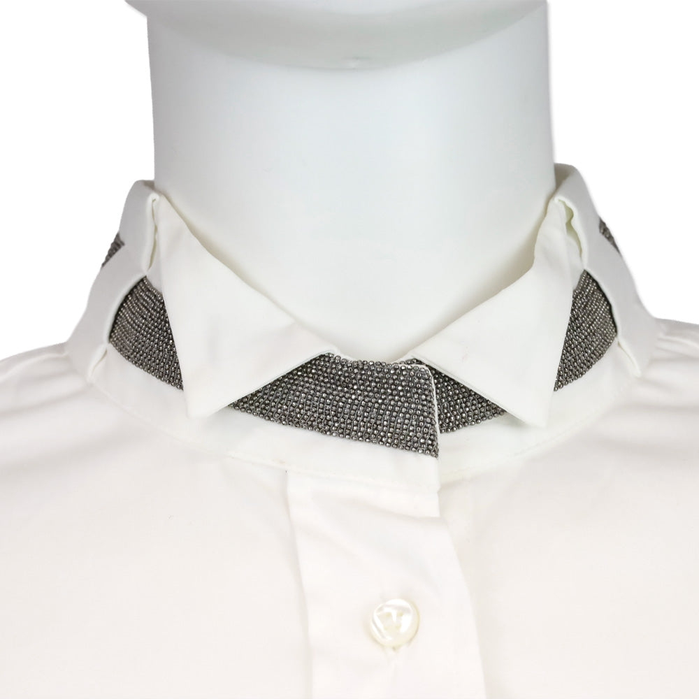Brunello Cucinelli White Monili-Collar Poplin Shirt
