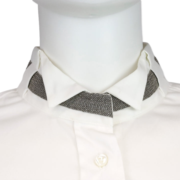 Brunello Cucinelli White Monili-Collar Poplin Shirt