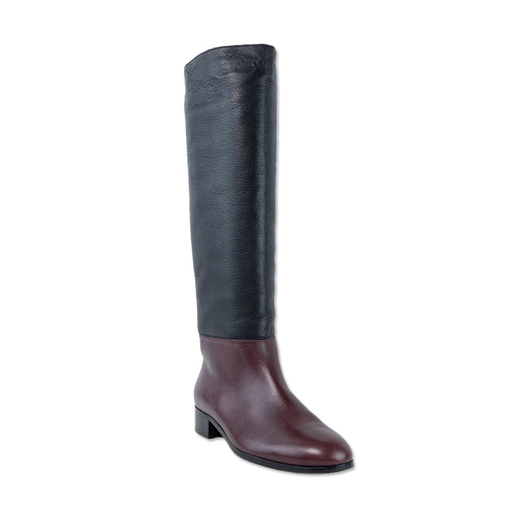 Bruno Magli Black Burgundy Leather Knee High Boots