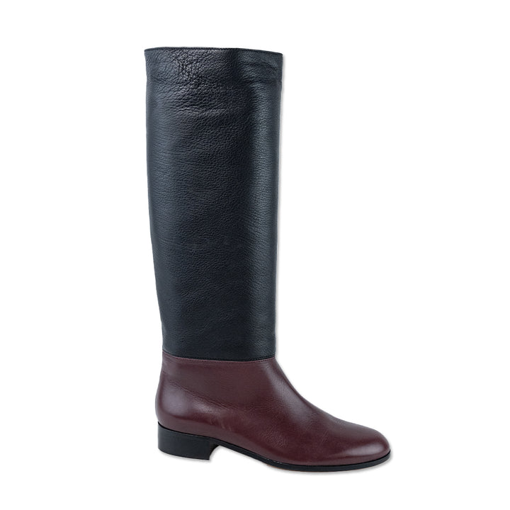 Bruno Magli Black Burgundy Leather Knee High Boots