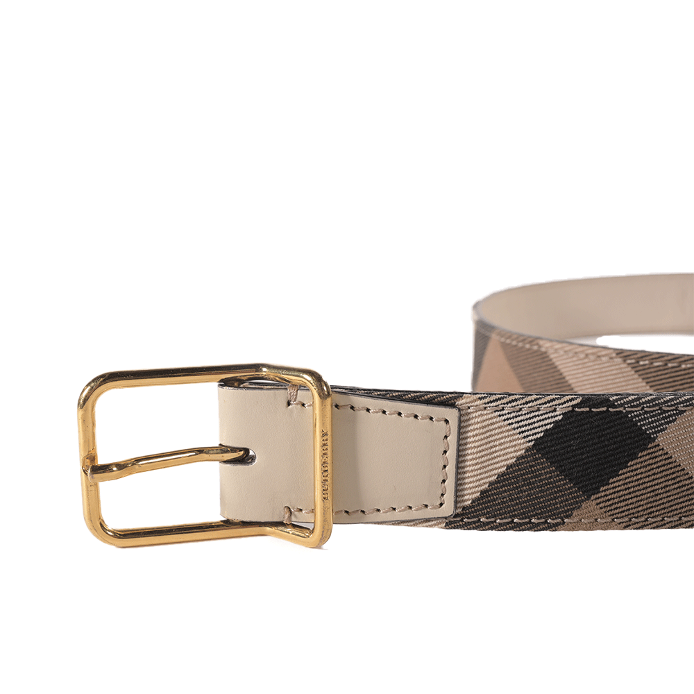 Burberry House Check Canvas & Leather Belt