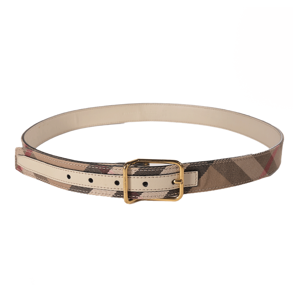 Burberry House Check Canvas & Leather Belt