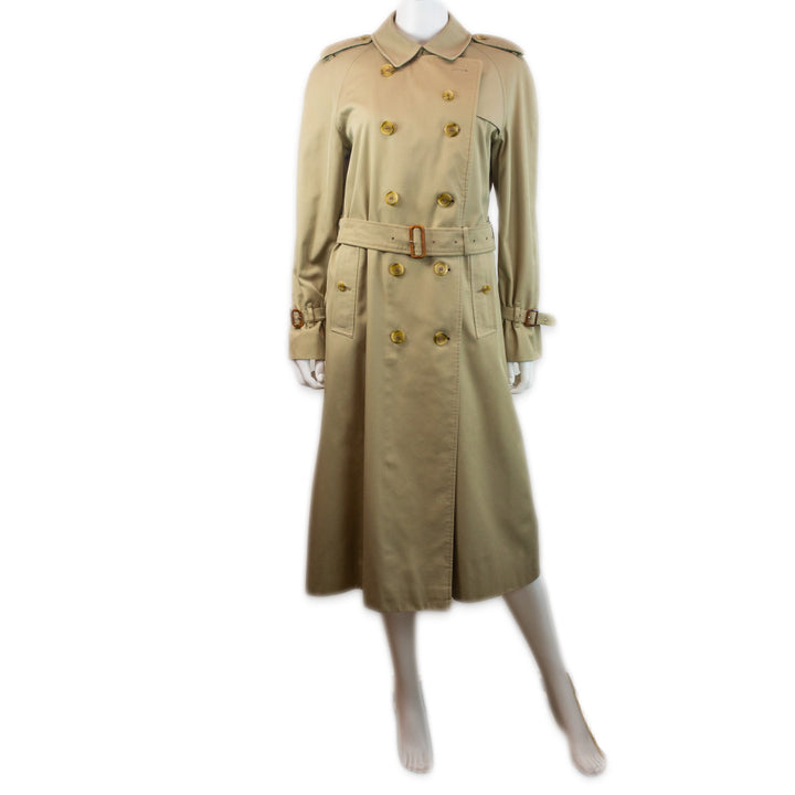 Burberry Beige Belted Double-Breasted Long Trench Coat