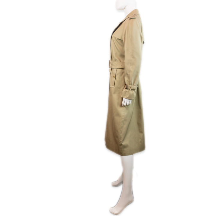 Burberry Beige Belted Double-Breasted Long Trench Coat