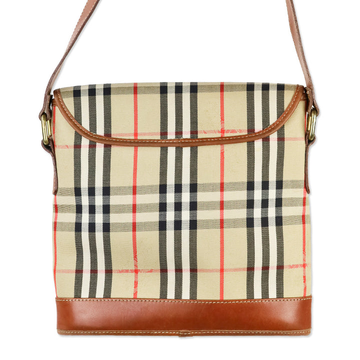 Burberry Beige Haymarket Check Canvas Flap Shoulder Bag
