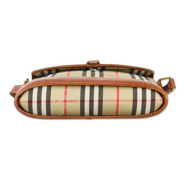 Burberry Beige Haymarket Check Canvas Flap Shoulder Bag