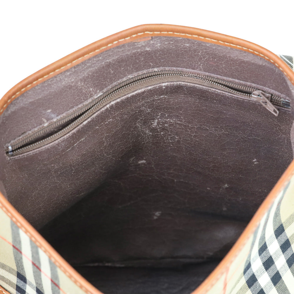 Burberry Beige Haymarket Check Canvas Flap Shoulder Bag