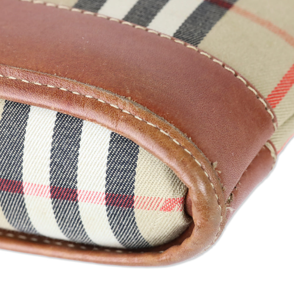 Burberry Beige Haymarket Check Canvas Flap Shoulder Bag