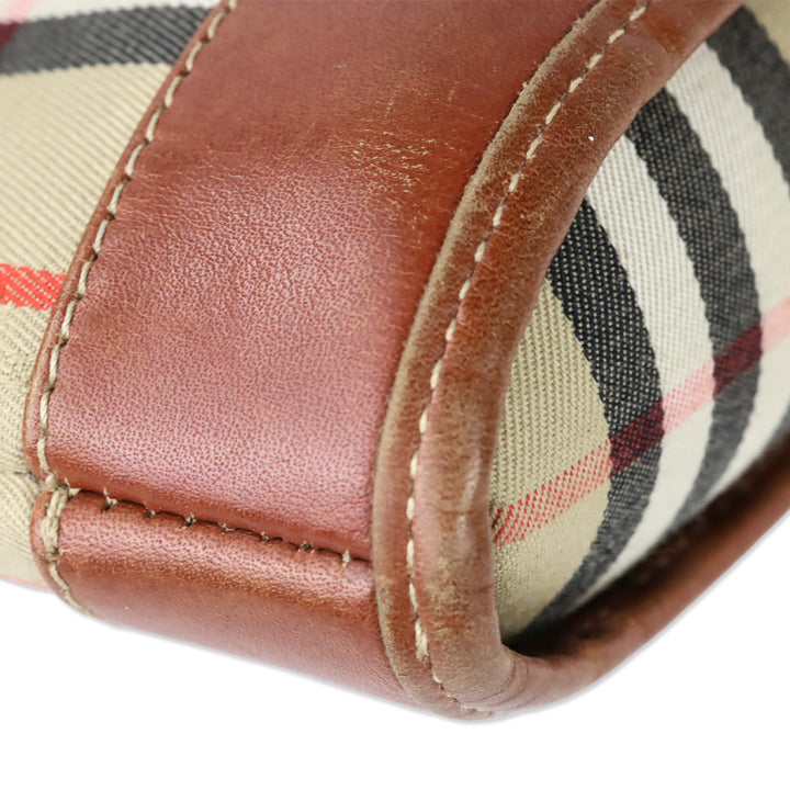 Burberry Beige Haymarket Check Canvas Flap Shoulder Bag