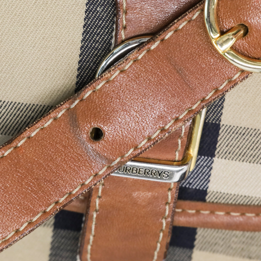 Burberry Beige Haymarket Check Canvas Flap Shoulder Bag