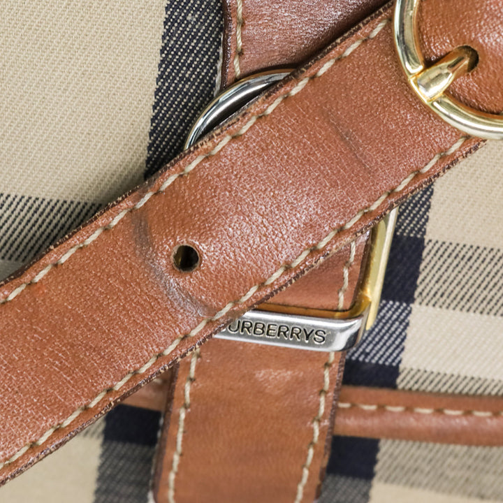 Burberry Beige Haymarket Check Canvas Flap Shoulder Bag