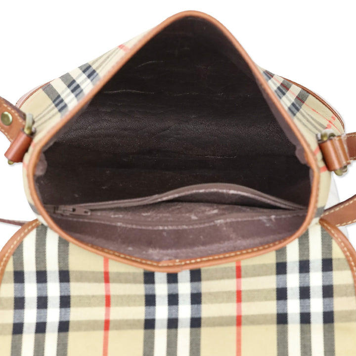 Burberry Beige Haymarket Check Canvas Flap Shoulder Bag