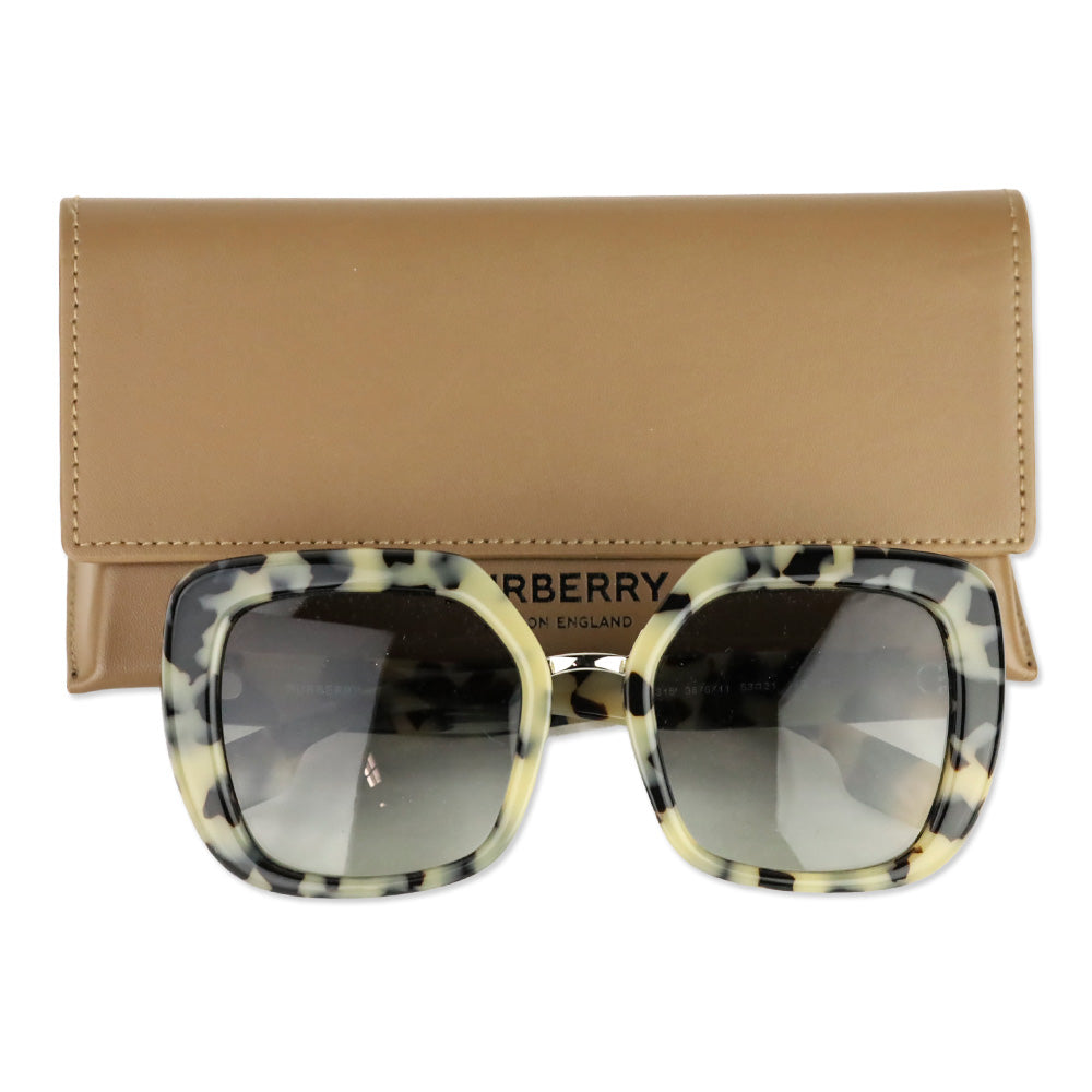 Burberry Beige Tortoise/Grey Charlotte Oversized Square Sunglasses