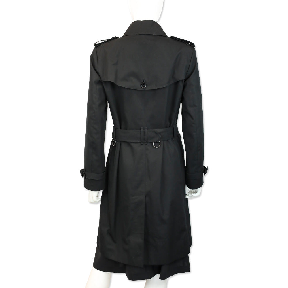 Burberry Black Cotton Blend Mid-length Trench Coat