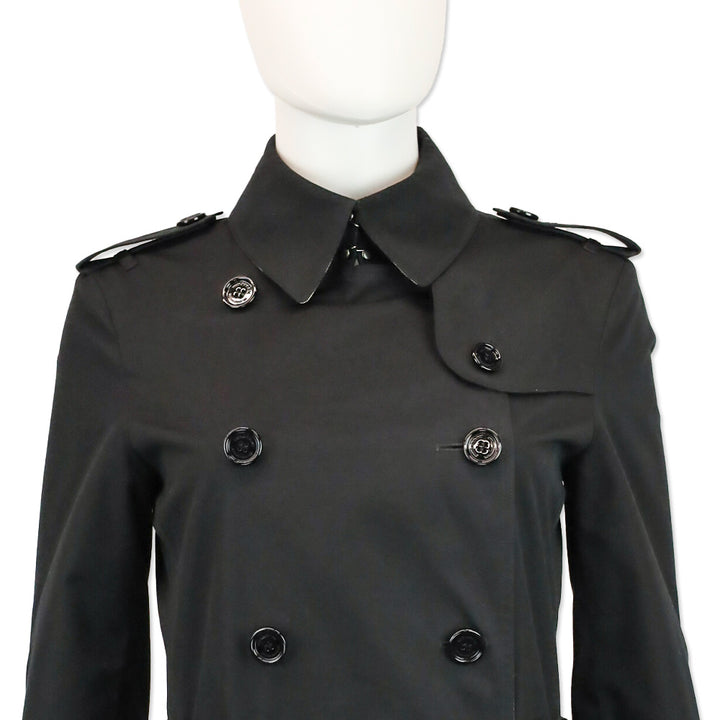 Burberry Black Cotton Blend Mid-length Trench Coat