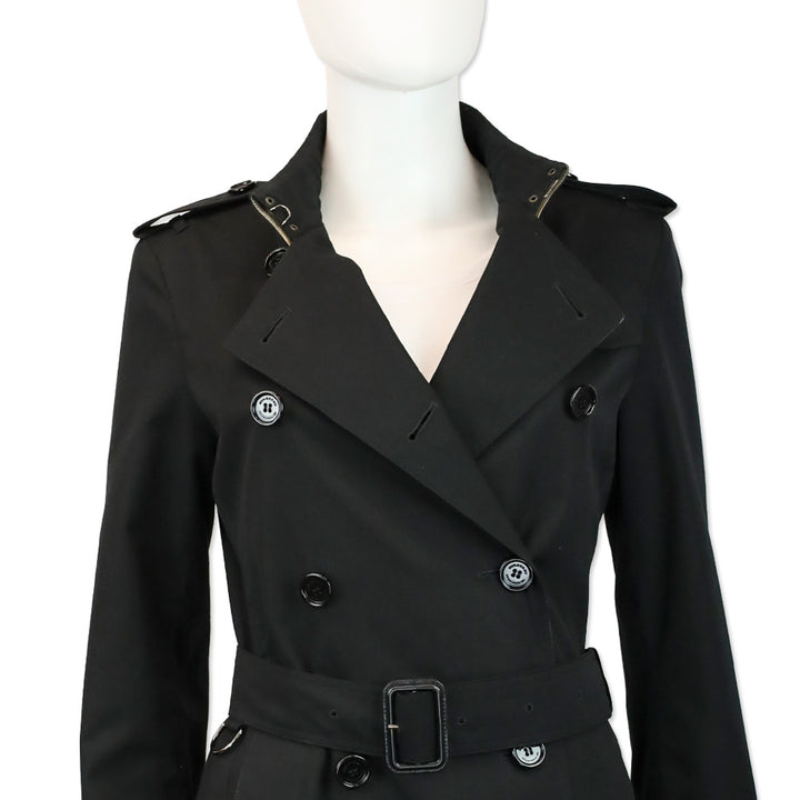 Burberry Black Cotton Blend Mid-length Trench Coat