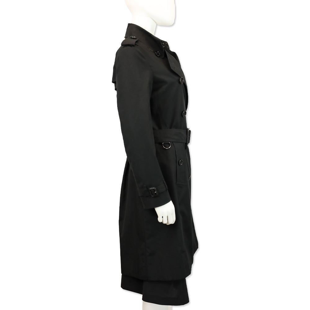 Burberry Black Cotton Blend Mid-length Trench Coat